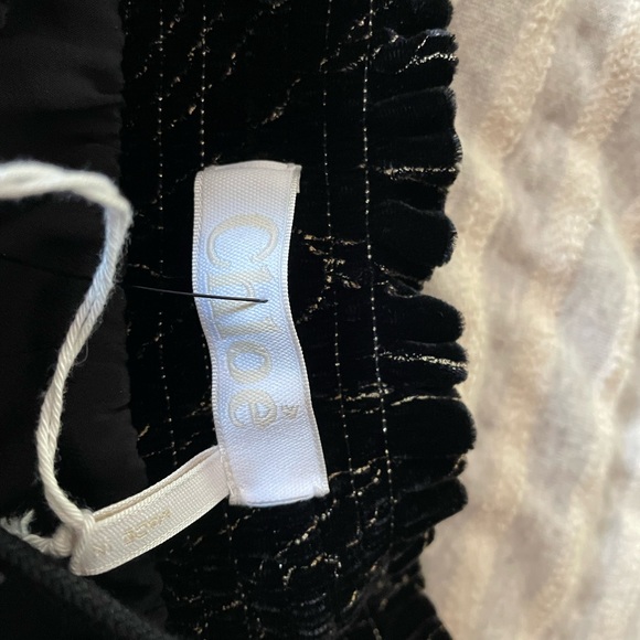 NWT Chloe runway black velvet gold embellished gold jogger pants, size 34/2/xs - Picture 7 of 11